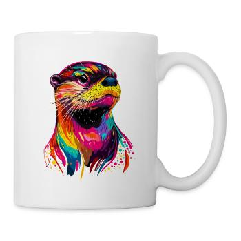 Loutre arc-en-ciel coloré Loutre de mer Martre Loutre mignonne - Mug blanc - blanc - Droite