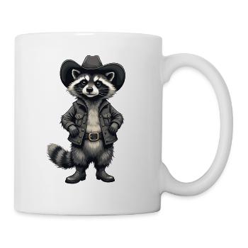 Raccoon, Cowboy, Western, Country - Mug - white - Right