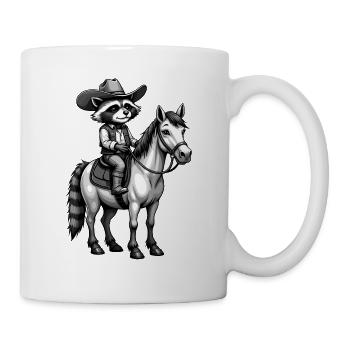 Raton laveur, Cow-boy, Western, Pays, Cheval - Mug blanc - blanc - Droite