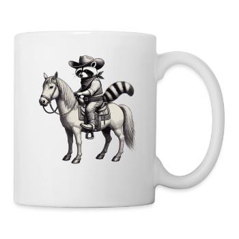 Raton laveur, Cow-boy, Western, Pays, Cheval - Mug blanc - blanc - Droite