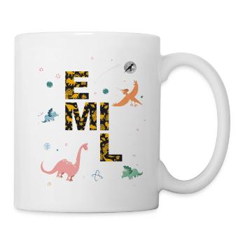 EMIL - Beautiful boy name with dinosaur - Mug - white - Right