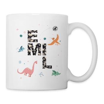EMIL - Beautiful boy name with dinosaur - Mug - white - Right