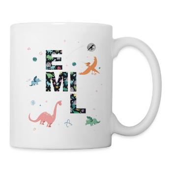 EMIL - Beautiful boy name with dinosaur - Mug - white - Right