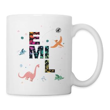 EMIL - Beautiful boy name with dinosaur - Mug - white - Right
