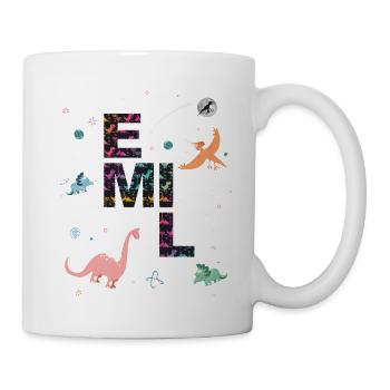 EMIL - Beautiful boy name with dinosaur - Mug - white - Right
