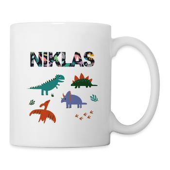 NIKLAS - Schöner Jungen Name mit Dinosaurier - Tasse - Weiß - Rechts