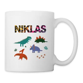 NIKLAS - Schöner Jungen Name mit Dinosaurier - Tasse - Weiß - Rechts