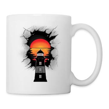 Lighthouse lighthouses maritime sunset - Mug - white - Right