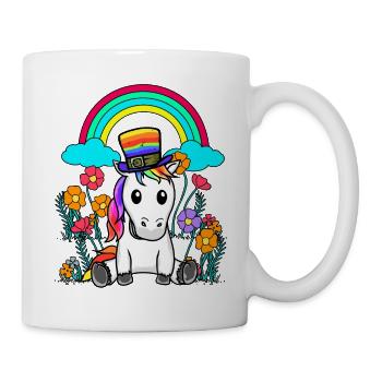 LGBT Regenbogen Einhorn Einhörner Pferd Pferde - Tasse - Weiß - Rechts