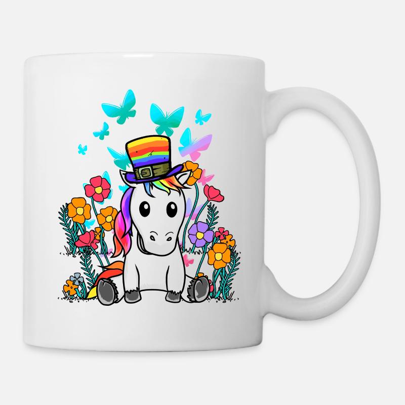 LGBT Einhorn Pferd Einhörner Regenbogen Blume - Tasse - Weiß