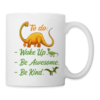 Boys Dino Kindness Wake Up Be Awesome Be Kind Kids - Mug blanc - blanc - Droite