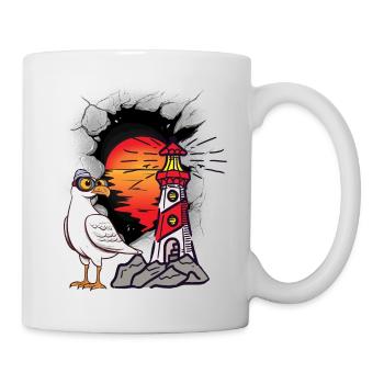 Funny Seagull Lighthouse Sailor Maritime Kids Lake - Mug - white - Right