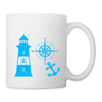 Maritim Leuchtturm Kompass Leuchttürme Möwen - Tasse - Weiß - Rechts