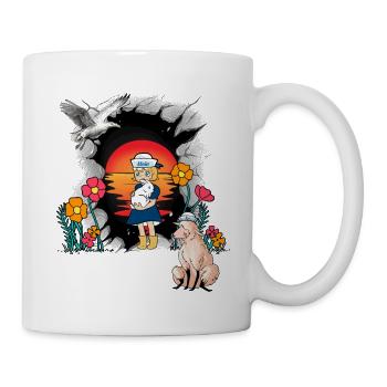 maritim Mädchen Matrose Küste Schaf Möwe Kind - Tasse - Weiß - Rechts