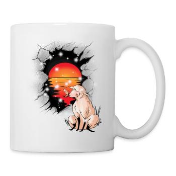 Schaf Schafe Sonnenuntergang Lamm Lämmer Kind - Tasse - Weiß - Rechts