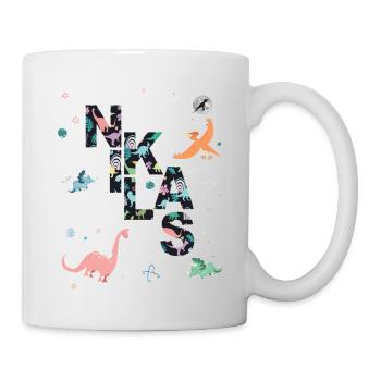 NIKLAS - Beautiful boy name with dinosaur - Mug - white - Right
