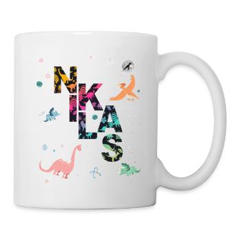 NIKLAS - Schöner Jungen Name mit Dinosaurier - Tasse - Weiß - Rechts