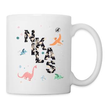 NIKLAS - Schöner Jungen Name mit Dinosaurier - Tasse - Weiß - Rechts