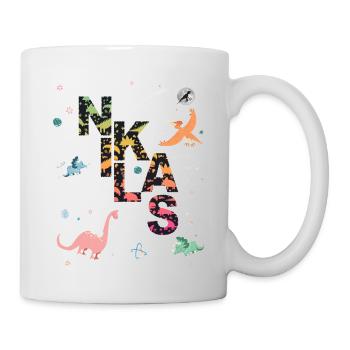 NIKLAS - Schöner Jungen Name mit Dinosaurier - Tasse - Weiß - Rechts