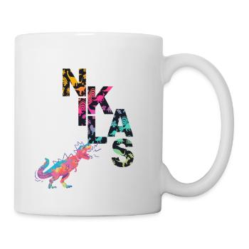 NIKLAS - Schöner Jungen Name mit Dinosaurier - Tasse - Weiß - Rechts