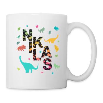NIKLAS - Beautiful boy name with dinosaur - Mug - white - Right