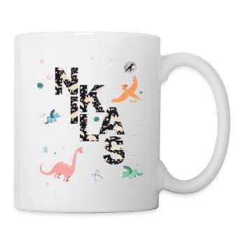 NIKLAS - Beautiful boy name with dinosaur - Mug - white - Right
