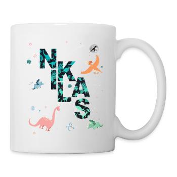 NIKLAS - Schöner Jungen Name mit Dinosaurier - Tasse - Weiß - Rechts