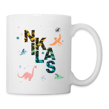 NIKLAS - Schöner Jungen Name mit Dinosaurier - Tasse - Weiß - Rechts