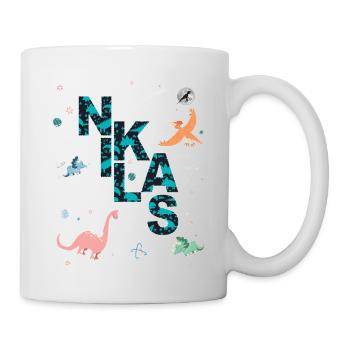 NIKLAS - Beautiful boy name with dinosaur - Mug - white - Right