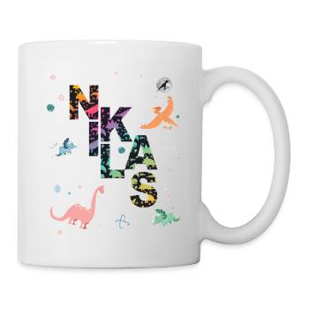 NIKLAS - Schöner Jungen Name mit Dinosaurier - Tasse - Weiß - Rechts