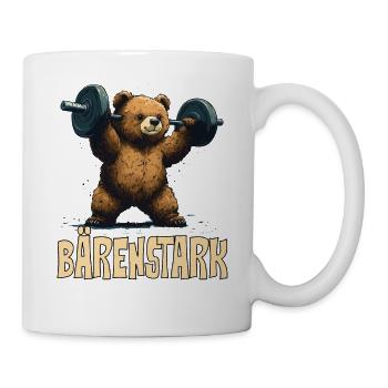 Funny weightlifter bear with saying strong as a bear - Mug - white - Right