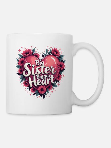 GROßE SCHWESTER. GRÖSSERES HERZ - Tasse - Weiß