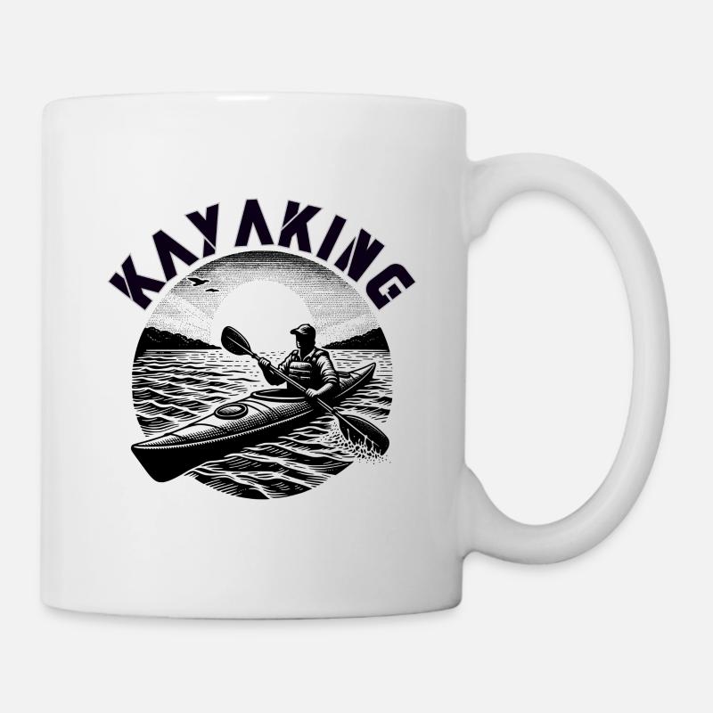 Paddle Adventure - Kayaking Enthusiast Emblem - Tasse - Weiß