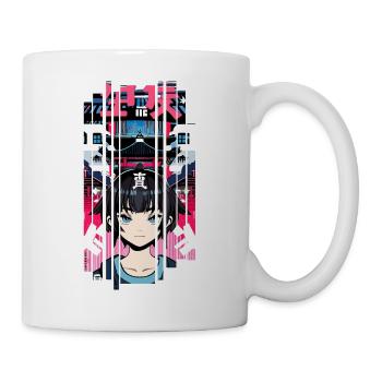 Fille Cyborg japon rouge kanji - Mug blanc - blanc - Droite