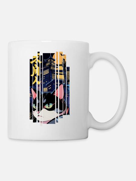 Halloween-Katze orange - Tasse - Weiß
