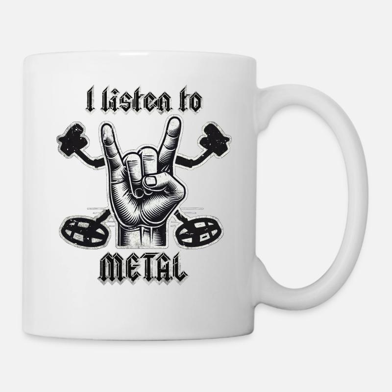 J’écoute du métal - Signe des cornes - Mug blanc - blanc