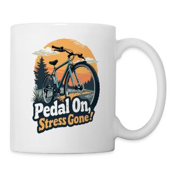 CYCLING . PEDAL ON, STRESS GONE! - Mug - white - Right
