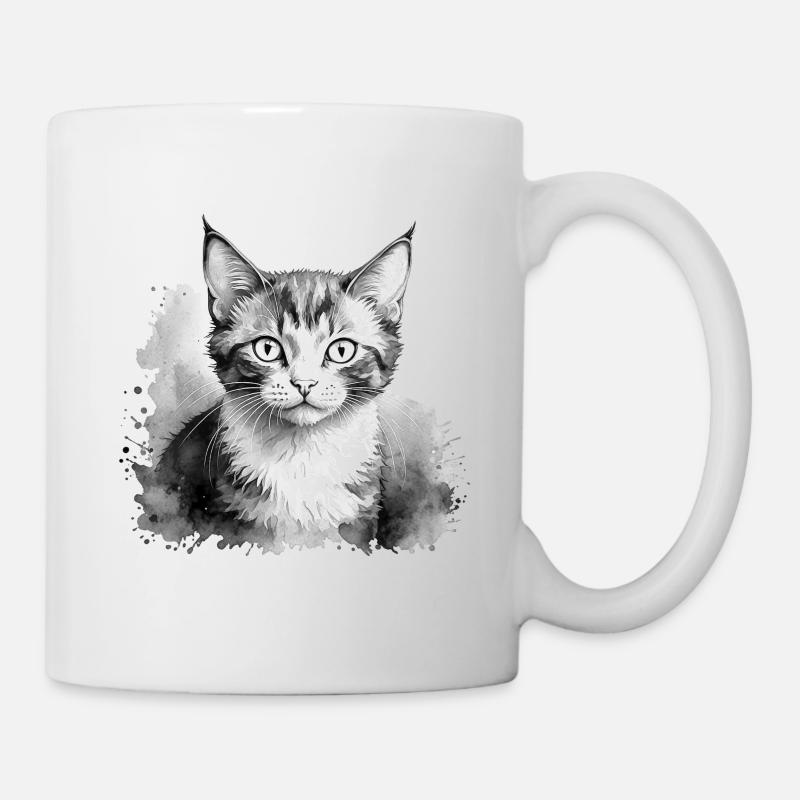 Chat mignon en noir et blanc - Mug blanc - blanc