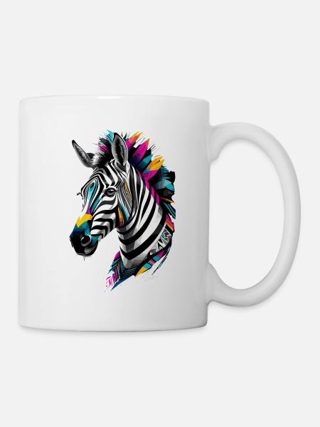 Multicolor Tribal Geometric Zebra - Mug - white