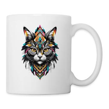 Chat géométrique tribal - Mug blanc - blanc - Droite