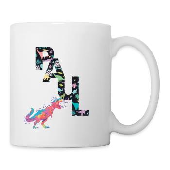 PAUL - Beautiful boy name with dinosaur - Mug - white - Right