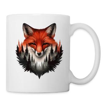 Renard, Aquarelle, Forêt, Paysage, Nature - Mug blanc - blanc - Droite