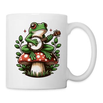 Cottagecore Grenouille Jouant du Banjo Champignon - Mug blanc - blanc - Droite
