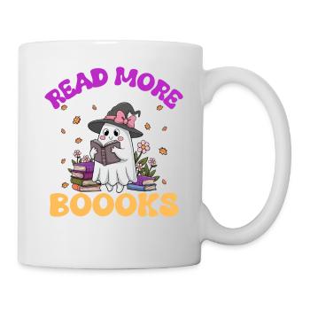 Niedlicher Geist Lesen Sie mehr Bücher, Halloween-Aufkleber - Tasse - Weiß - Rechts