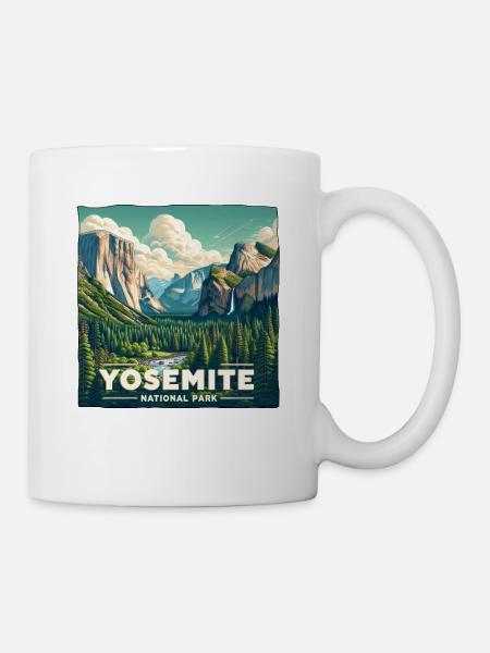 Parc national de Yosemite, Montagnes, Forêt, Nature États-Unis - Mug blanc - blanc