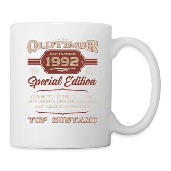 32. Geburtstag Oldtimer September 1992 Jahrgang 92 - Tasse - Weiß - Rechts