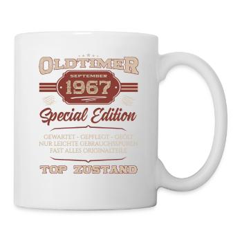 57. Geburtstag Oldtimer September 1967 Jahrgang 67 - Tasse - Weiß - Rechts