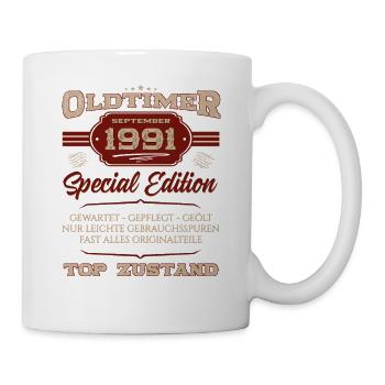 33. Geburtstag Oldtimer September 1991 Jahrgang 91 - Tasse - Weiß - Rechts