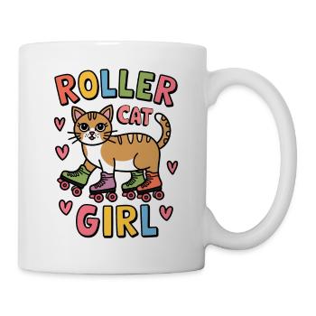 Roller Cat Girl Skating Girl Roller Skates Gift - Mug - white - Right