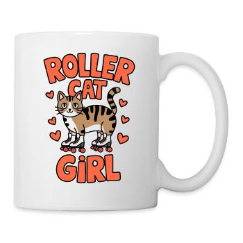 Roller Cat Girl Skating Girl Roller Skates Gift - Mug - white - Right